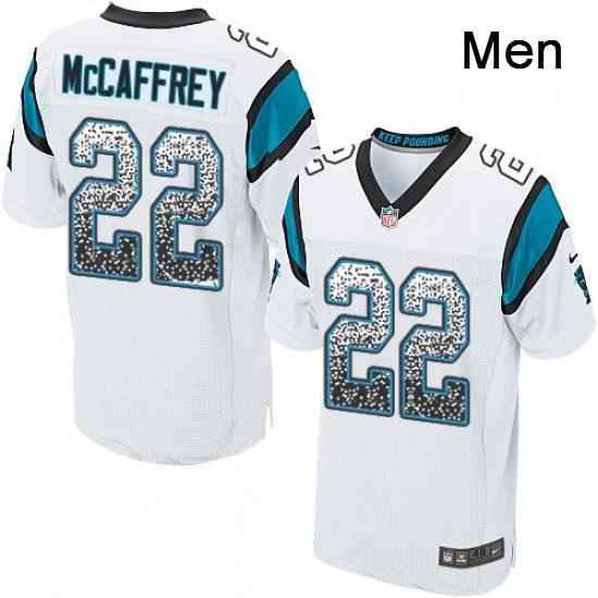 Mens Nike Carolina Panthers 22 Christian McCaffrey Elite White Road Drift Fashion NFL Jersey